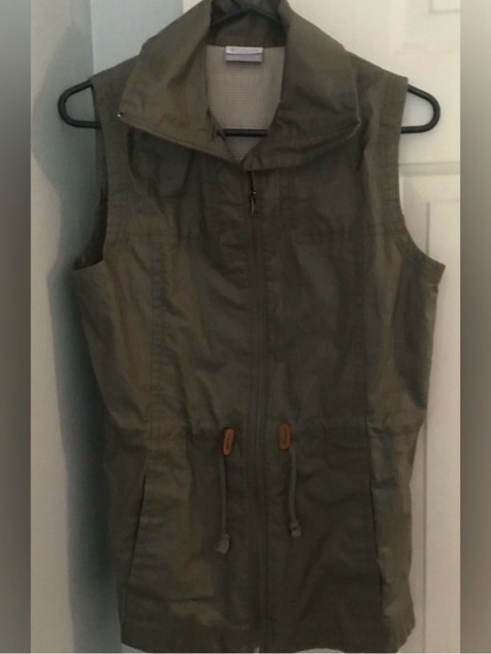 Women's Olive Sleeveless Vest with Drawstring Waist